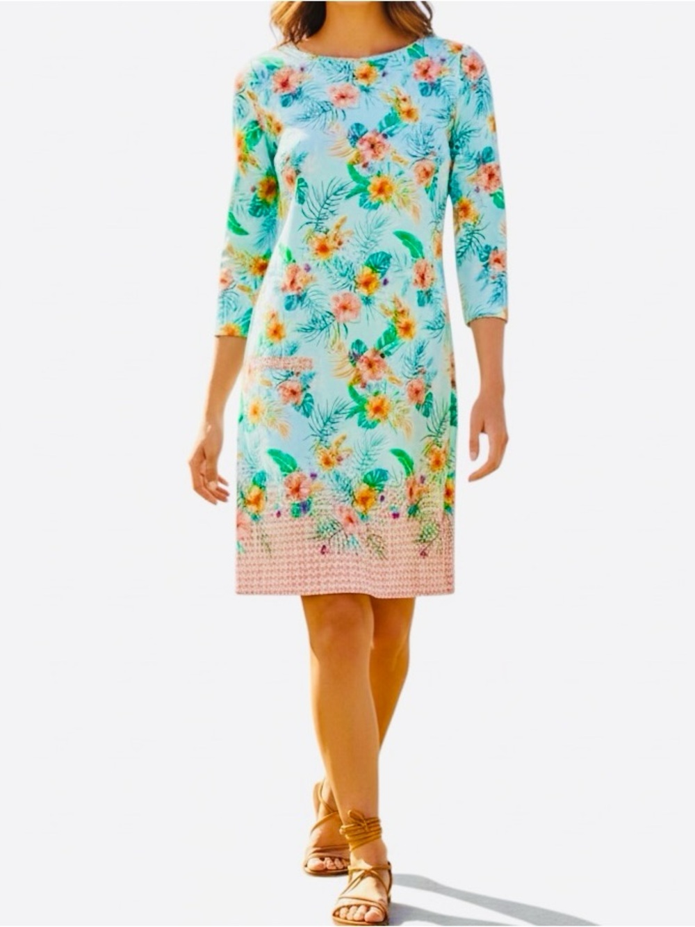 Cabana Life Mint Floral Shift  Dress UPF 50+ SZ 3X